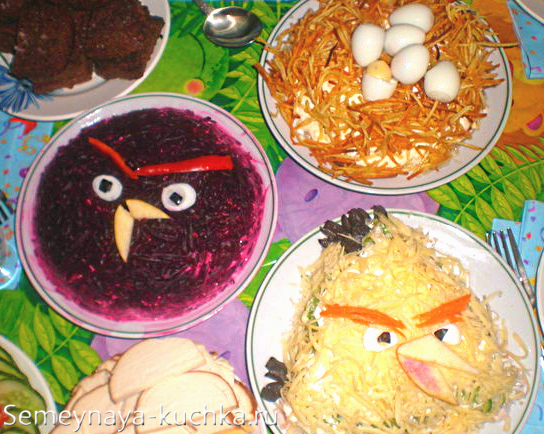 салаты для детского дня рождения Angry Birds